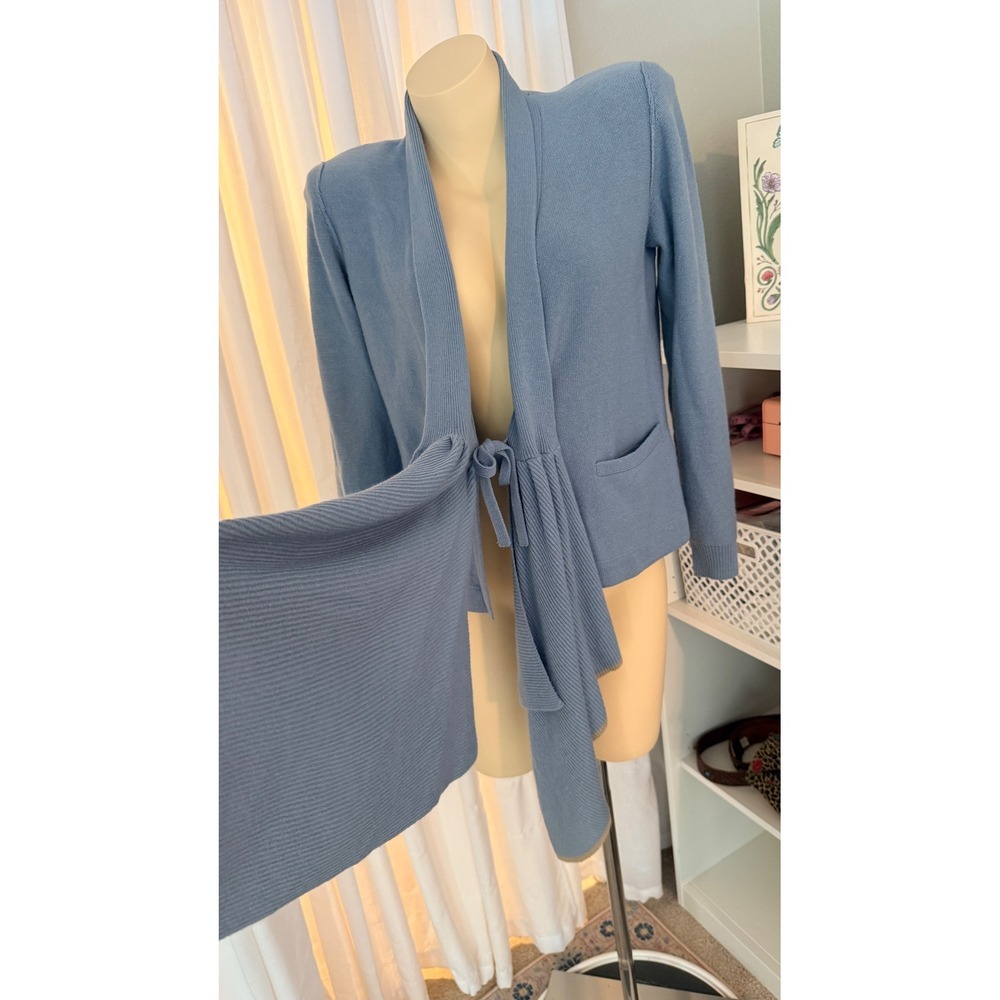 Sonia Rykiel Italy Blue Tie Front Drape Knit Cardigan Sweater Size 36 Small - Picture 7 of 11